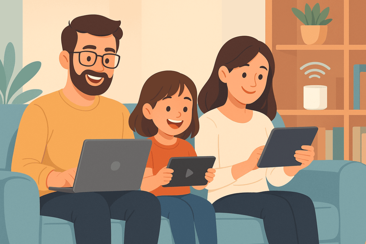 家庭場景中輕鬆使用網路的情境圖