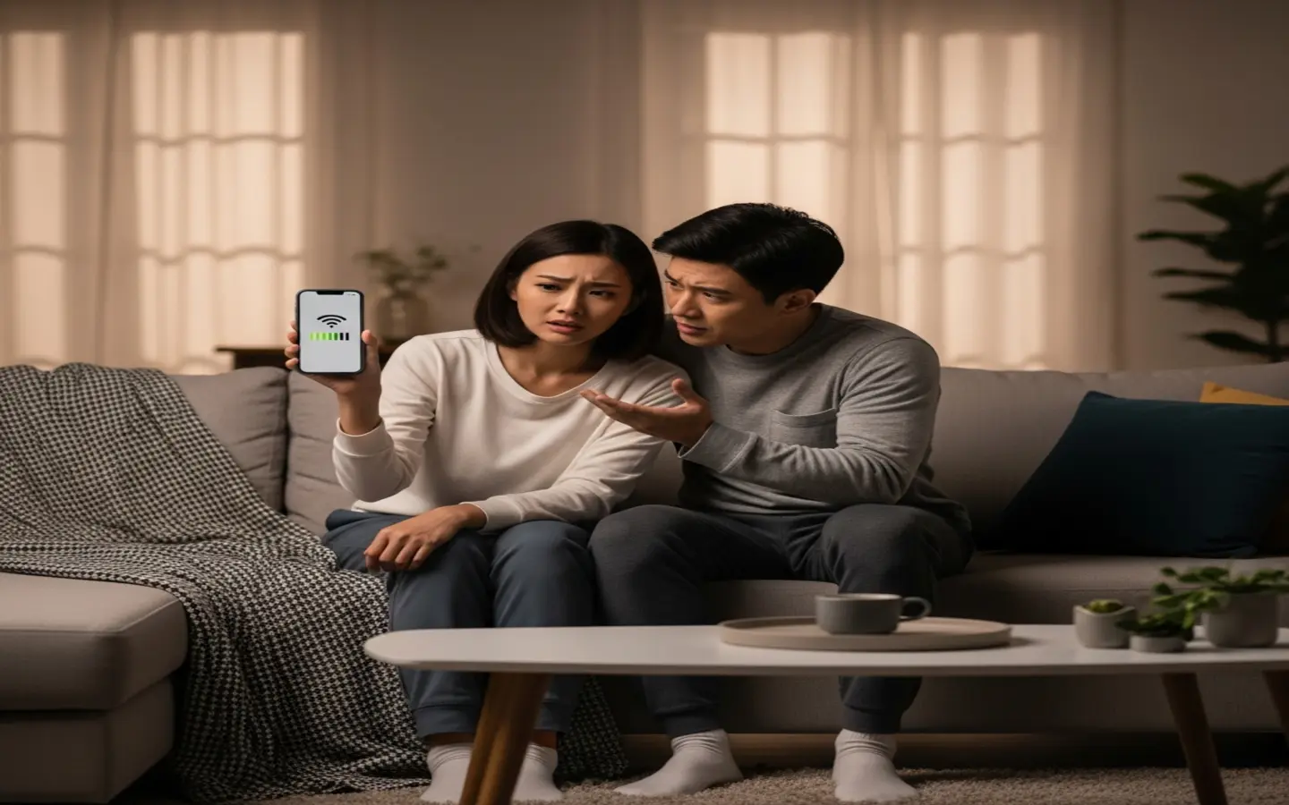 台灣家庭客廳使用 WiFi 設備上網情境